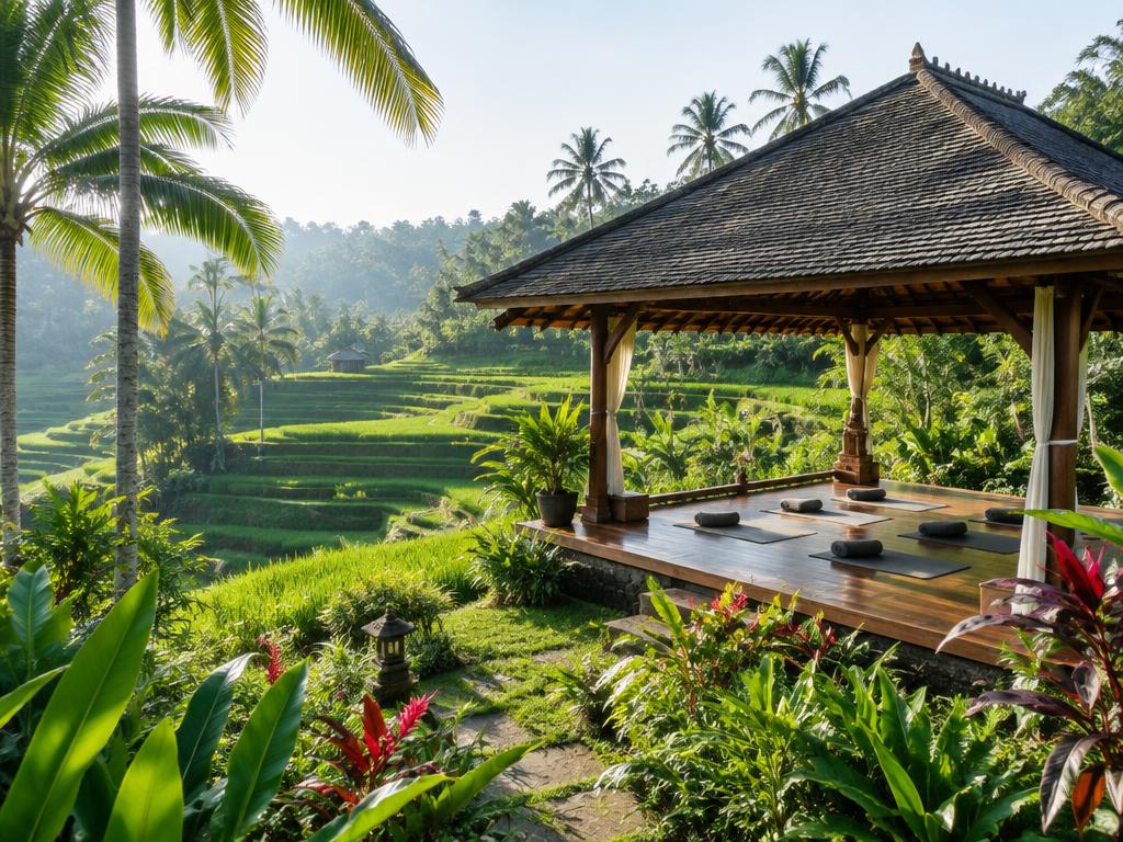 Yoga & risfält på Bali